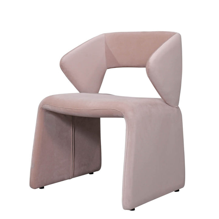 Modern beige curved dining chair with smooth upholstery – stylish and comfortable seating option.
