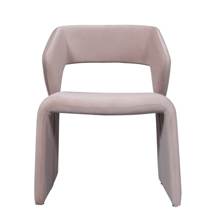 Modern beige dining chair featuring elegant curved backrest and sleek design.