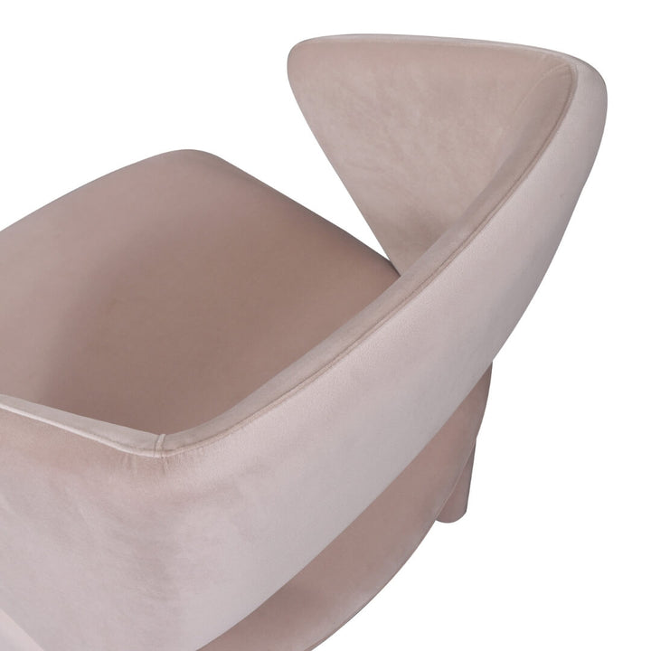 Modern beige dining chair with smooth curved backrest – stylish and comfortable seating.