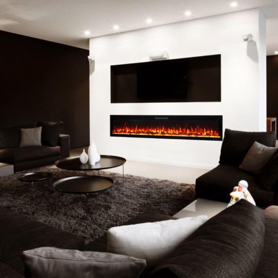 Eclipse Home 100-Inch Wall-Mounted/Recessed Electric Fireplace