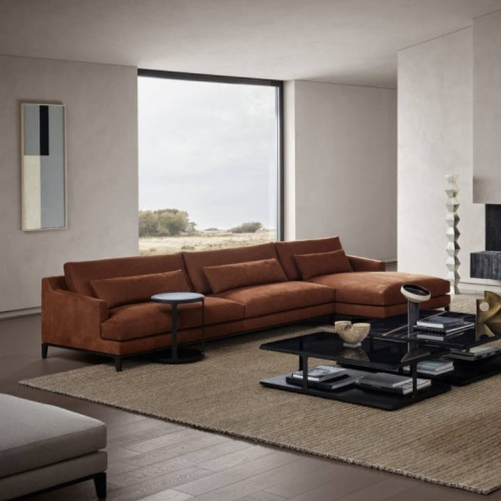 Sleek modern ElegantEnclave cotton linen sofa designed for elegant interiors