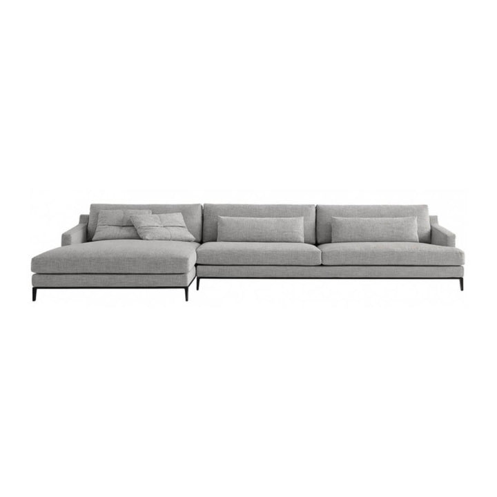 ElegantEnclave custom sofa featuring breathable cotton linen upholstery and minimalist silhouette