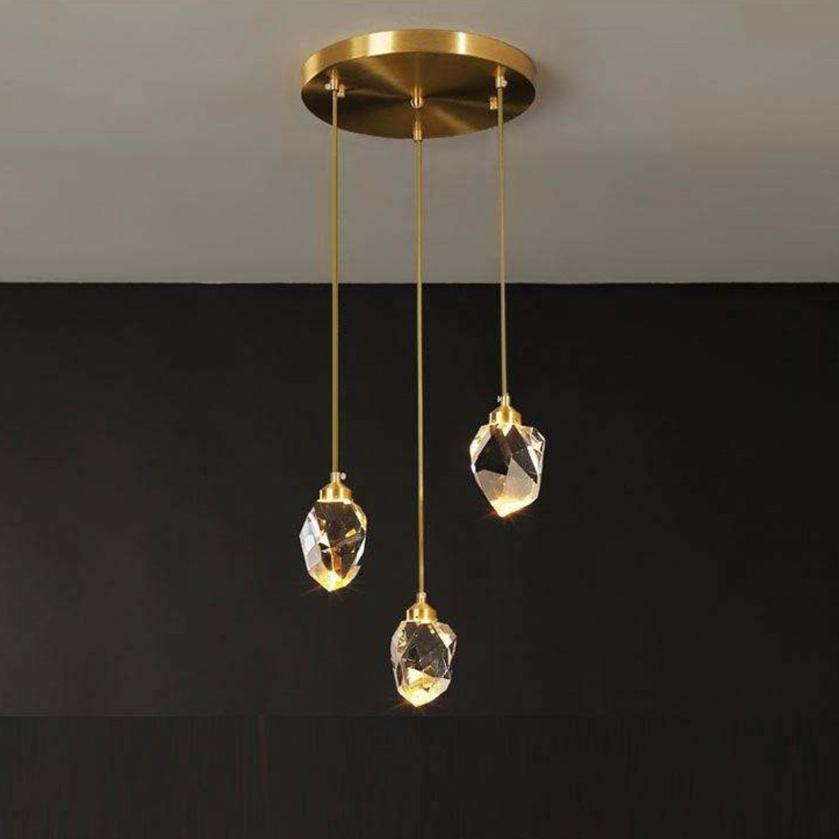 Modern Harmony adjustable pendant light with copper plate and chain, showcasing industrial elegance