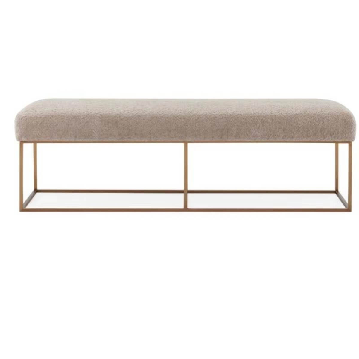 Front view of Modern Peaceful padded velvet bedroom bench – plush velvet upholstery with smooth finish and clean-lined modern design