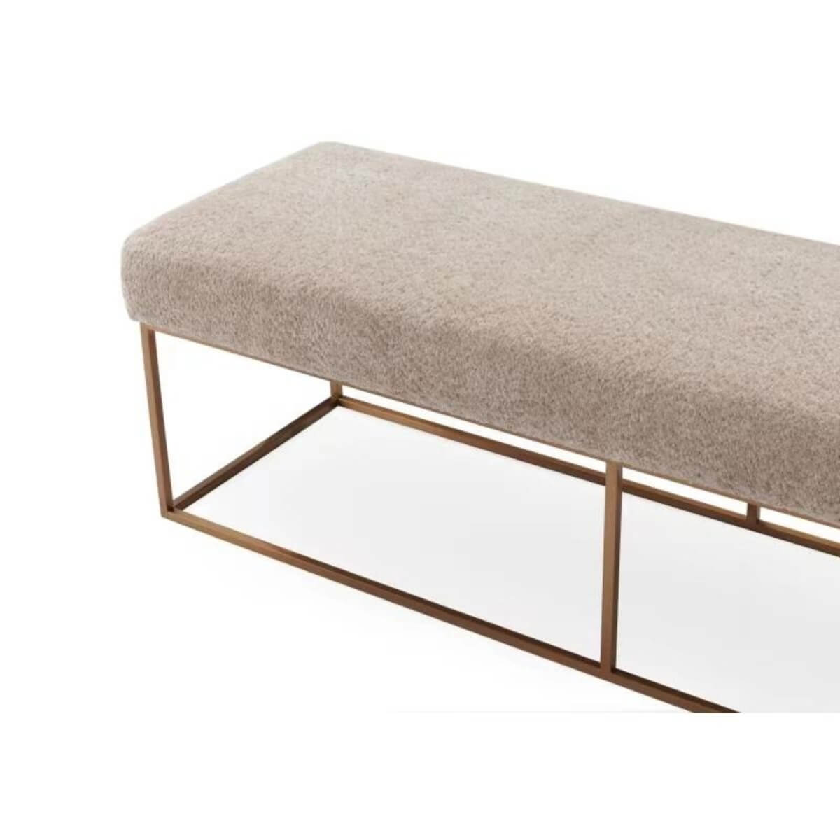 Left-side view of Modern Peaceful padded velvet bedroom bench – featuring plush velvet upholstery and elegant minimalist design for contemporary spaces