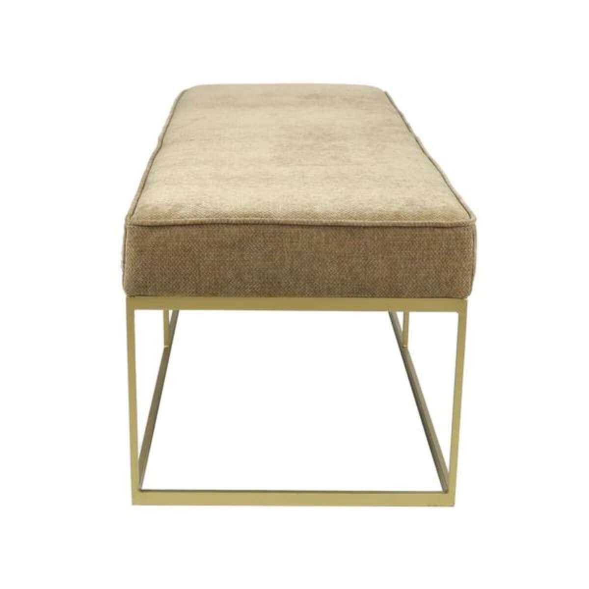 Straight front view of Modern Peaceful padded velvet bedroom bench – featuring clean lines, plush velvet seat, and minimalist modern design for serene interiors