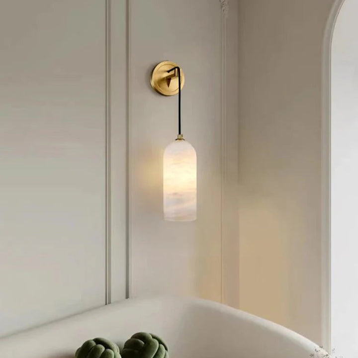 Monty Marble Wall Lamp Living Room Front View Modern Elegant Indoor Lighting Fixture