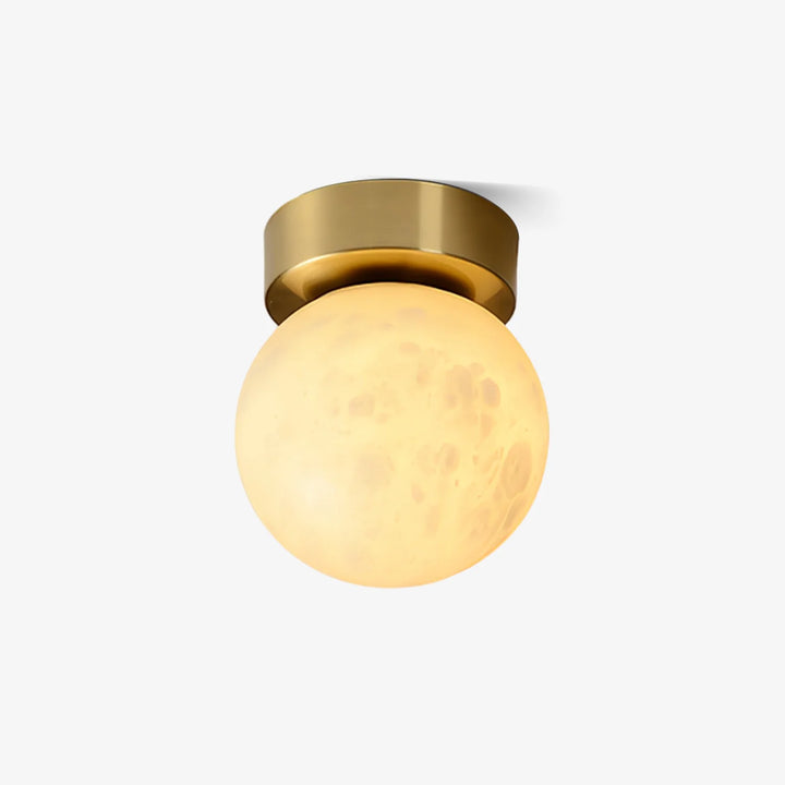 Front view of moon alabaster ceiling light for modern and elegant home lighting décor