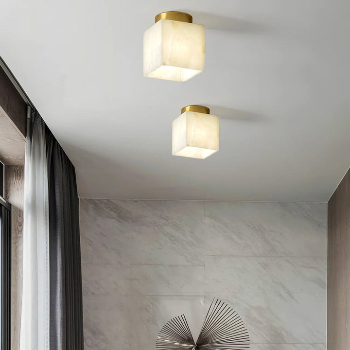 Square view of moon alabaster ceiling light for modern and stylish home décor lighting