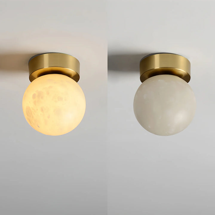 Ball-shaped moon alabaster ceiling light for modern and elegant home décor lighting