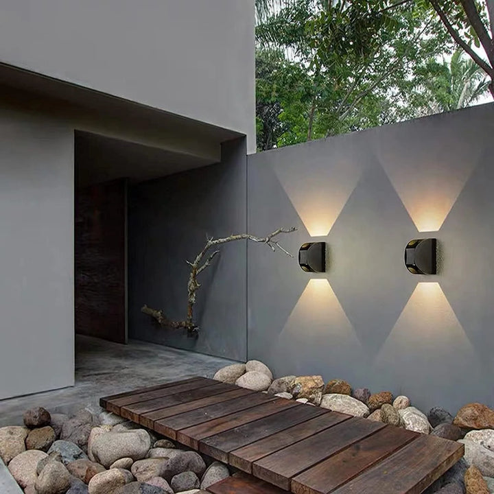 utdoor view of Moonlit Arc LED Wall Light – Contemporary and energy-efficient lighting for outdoor spaces.