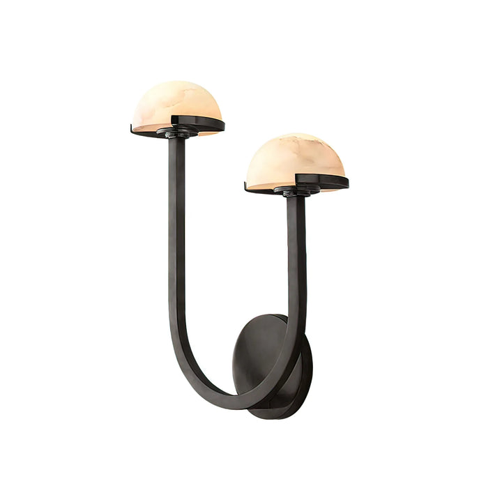 Mushroom Alabaster Wall Lamp with black metal and marble top, modern lighting, elegant décor