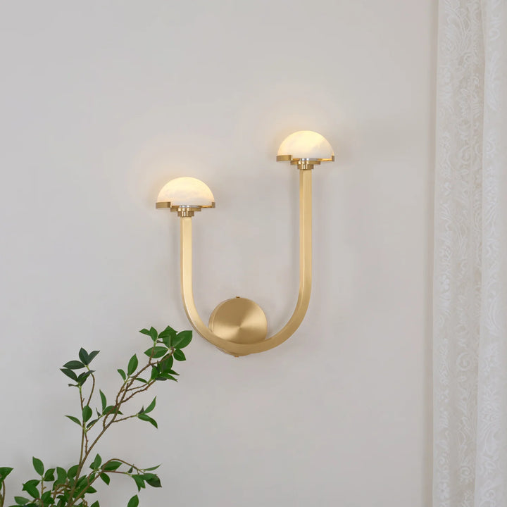 Front view of Mushroom Alabaster Wall Lamp, modern lighting, elegant home interior décor