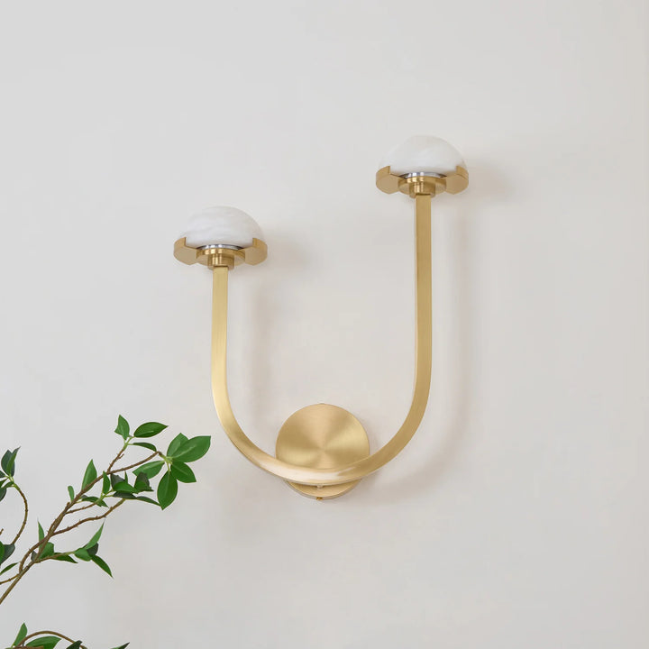 Front view of Mushroom Alabaster Wall Lamp, modern lighting, elegant home interior décor