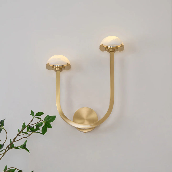 Front view of Mushroom Alabaster Wall Lamp, modern lighting, elegant home interior décor