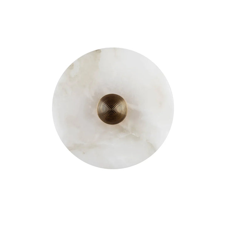 Nayra round alabaster wall lamp, modern lighting, front view for home décor