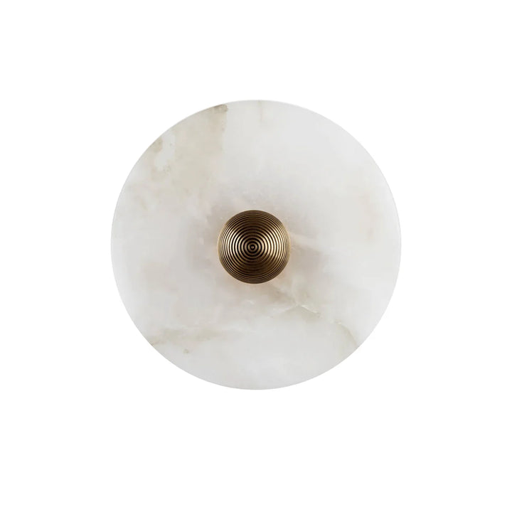 Nayra round alabaster wall lamp, modern lighting, front view for stylish décor