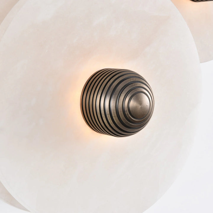 Nayra round alabaster wall lamp, modern lighting, detailed view of design