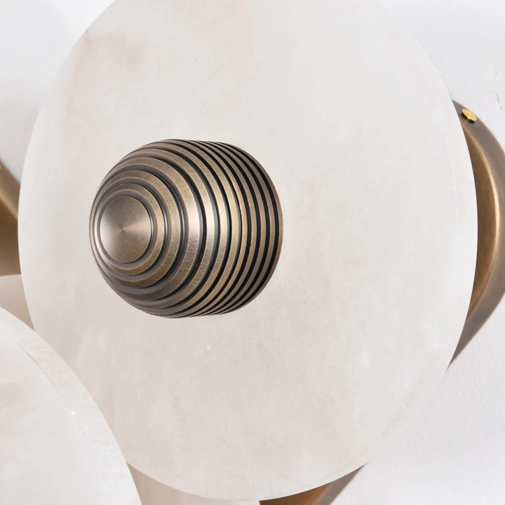 Nayra round alabaster wall lamp, modern lighting, close-up view of design