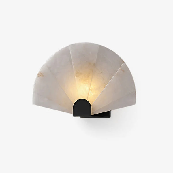 Nevora alabaster wall lamp with sleek design and gold metal accents, modern elegant lighting fixture
