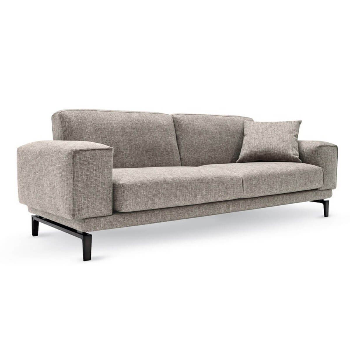 Nirvana Nights cotton linen sofa with plush cushions and modern design, angled view