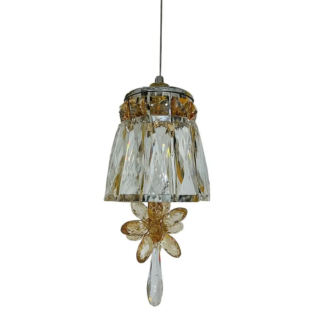 Close-up detail view of Nova crystal chrome pendant light in a modern kitchen setting