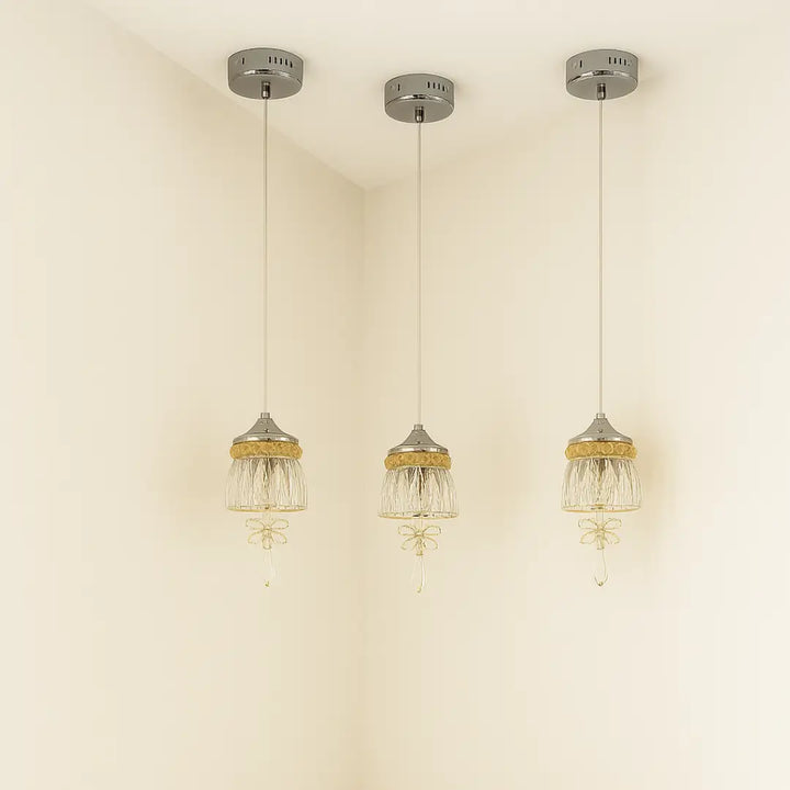 Nova crystal chrome pendant light illuminating kitchen island – modern kitchen lighting design