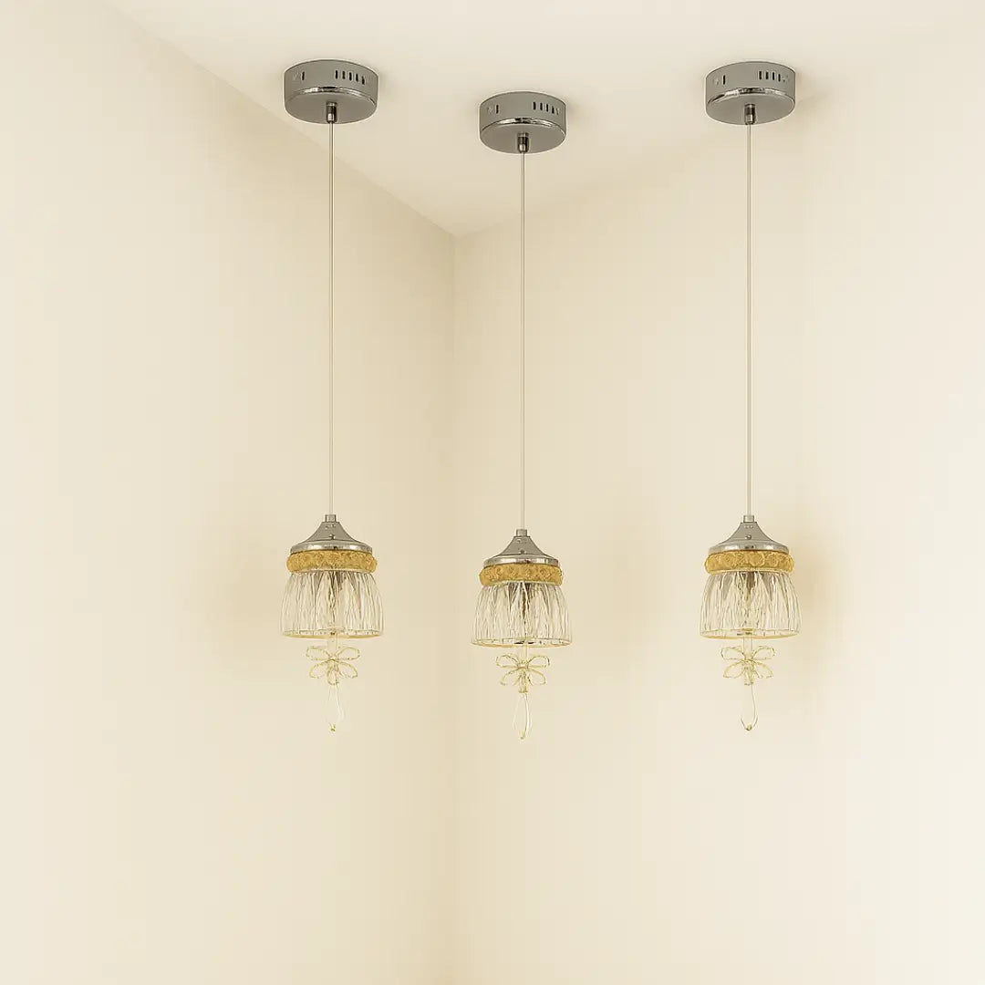 Nova crystal chrome pendant light illuminating kitchen island – modern kitchen lighting design