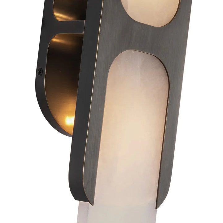 Odin wall sconce modern lighting, detailed view showing marble texture and elegant design