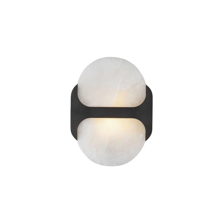 Odin wall sconce modern lighting, mini size, black finish, front view for compact interiors