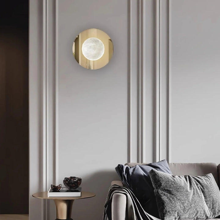 Ophela alabaster sconce living room front view, modern elegant decorative wall light