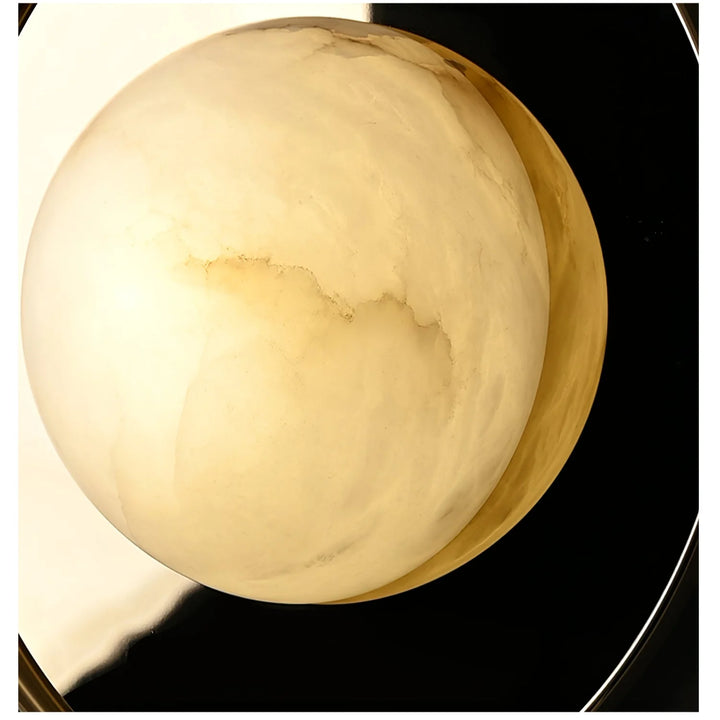 Ophela alabaster sconce detail view of marble, modern elegant decorative wall light for interiors