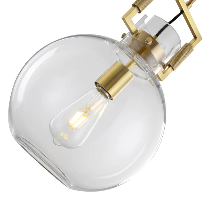 Orlina Modern Minimalist Glass Pendant Light – Detailed Close-Up View Showing Transparent Glass Shade and Sleek Metal Finish