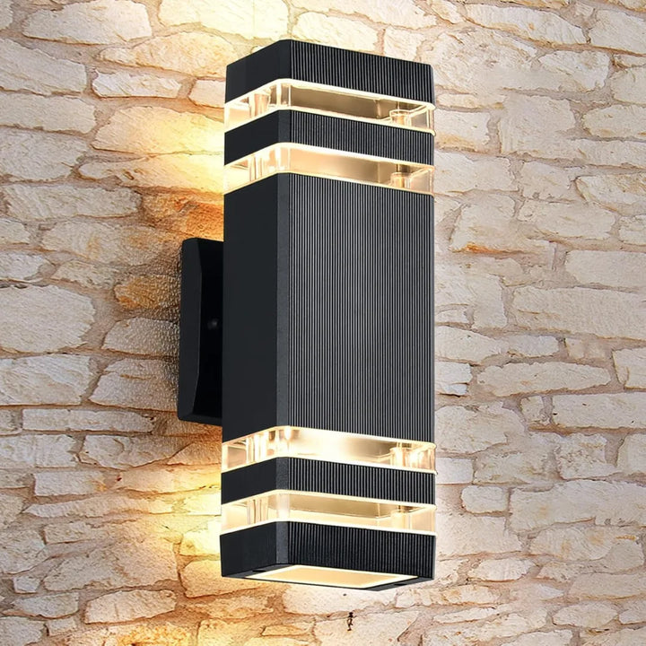 Outdoor Wall Light YH5032 Side View with Light On Modern Exterior Wall Lighting