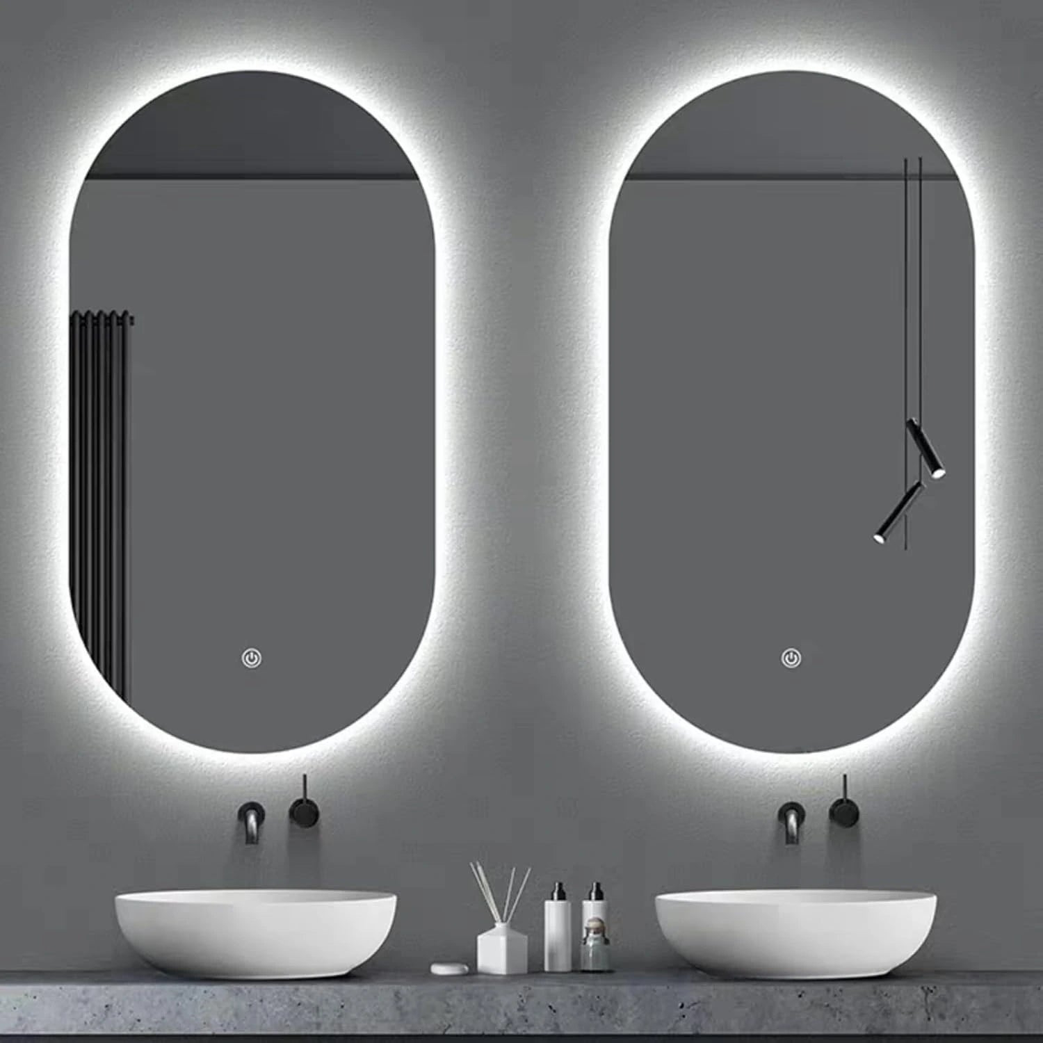 Oval LED backlit bathroom mirror with modern design for bright and stylish lighting