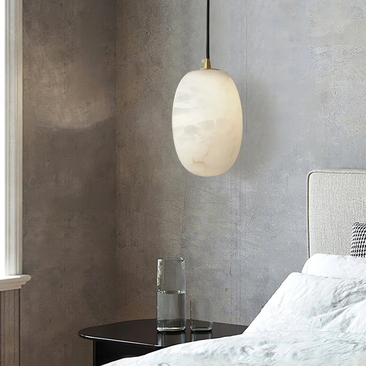 Pebble Alabaster Pendant Lamp bedside view modern elegant ceiling lamp for bedroom interiors