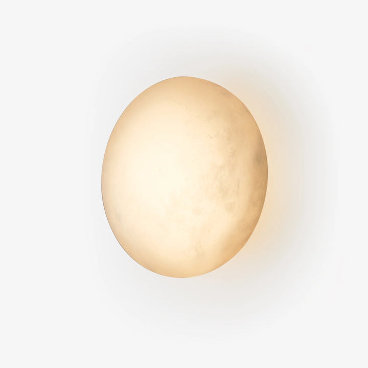 Pebble alabaster wall light front view, elegant marble finish for modern home interior lighting