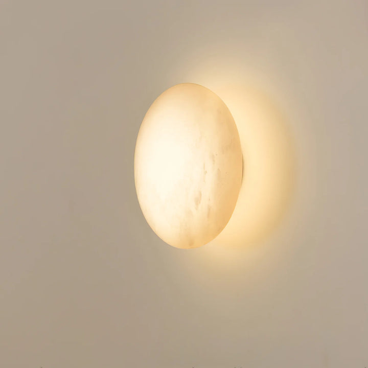 Pebble alabaster wall light side wall view, elegant marble finish for modern home interior lighting