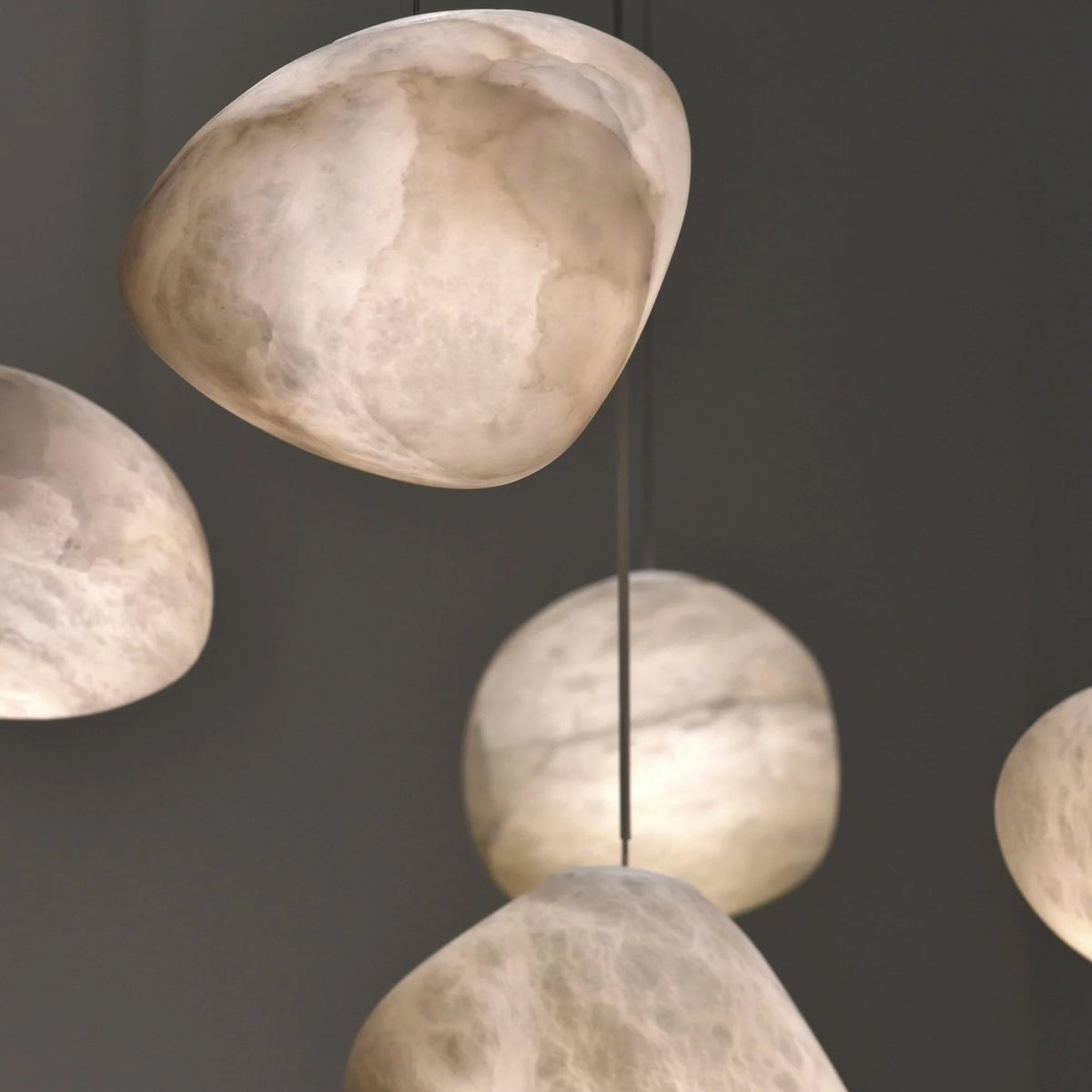 Modern Pebbles Alabaster Pendant Lamp Viewed from Below Elegant Home Lighting