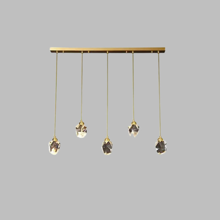 Pendant chandelier with metal and crystal design, adding modern sophistication and sparkling elegance to the room