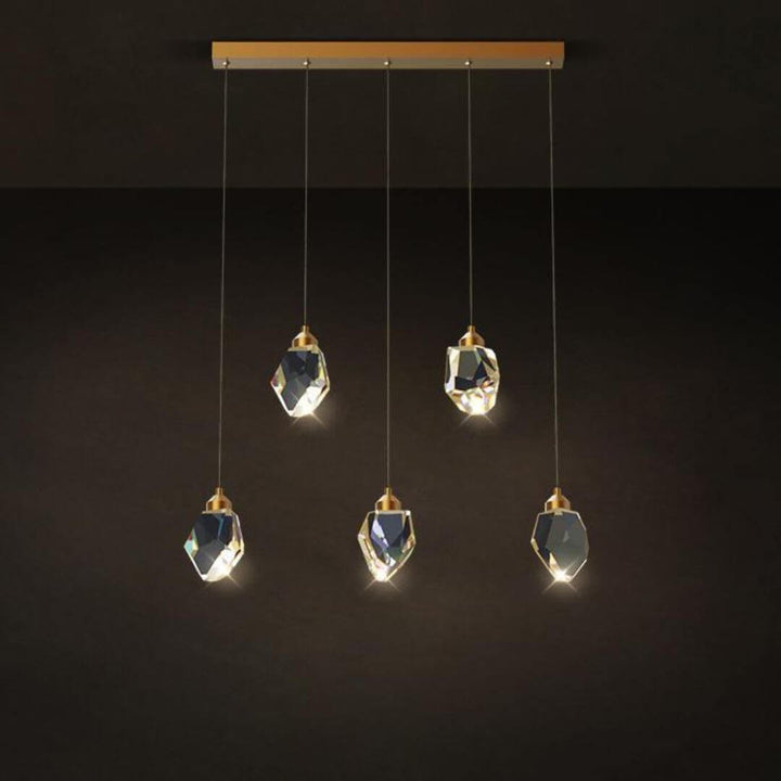 Pendant LED chandelier light turned on in Australia, illuminating the space with modern elegance and warmth