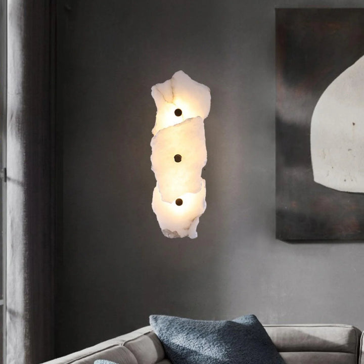 Petra alabaster wall lamp in living room, modern lighting decor for stylish home interiors