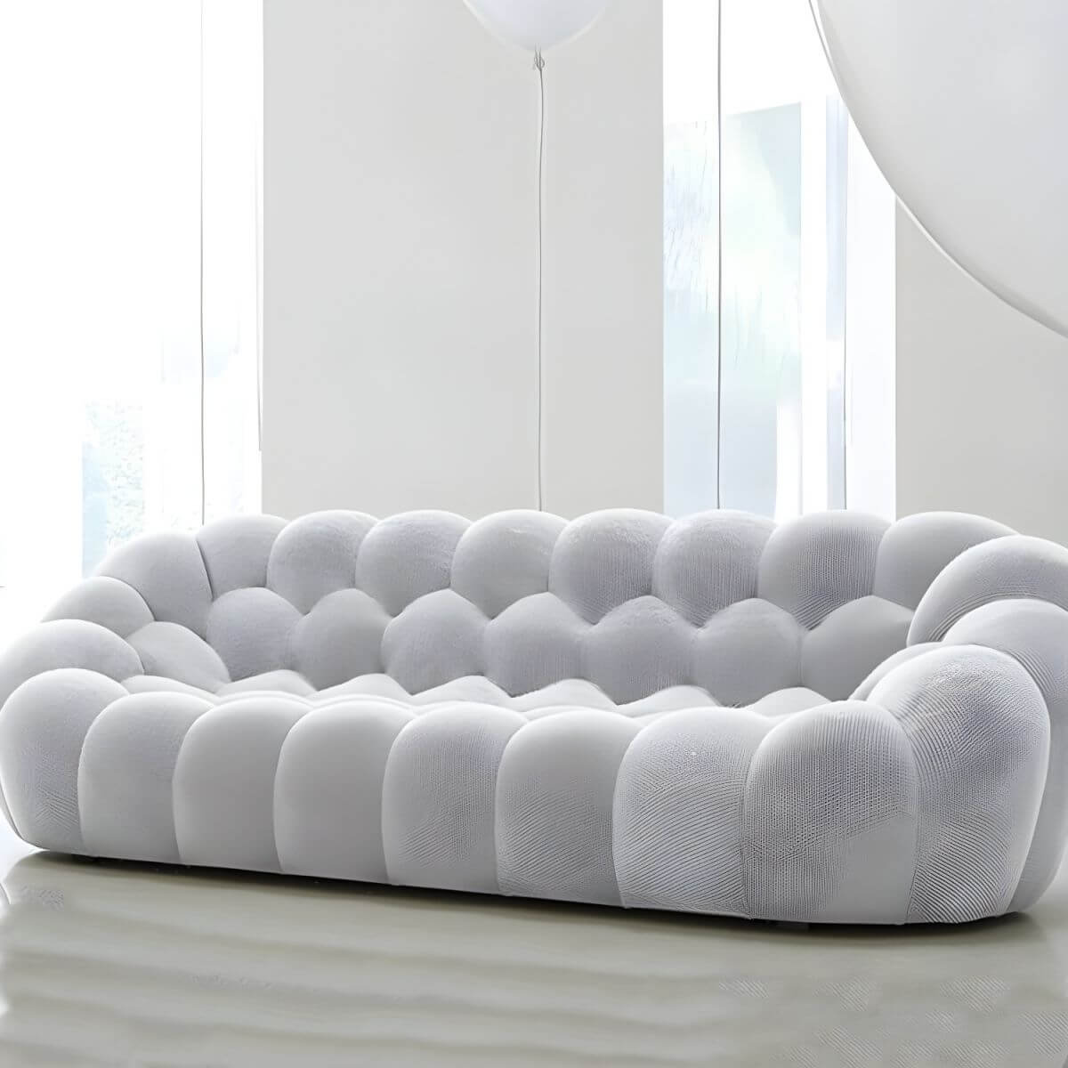Plush Perch sofa featuring 3D fabric upholstery – modern, textured design with deep cushioning for maximum comfort