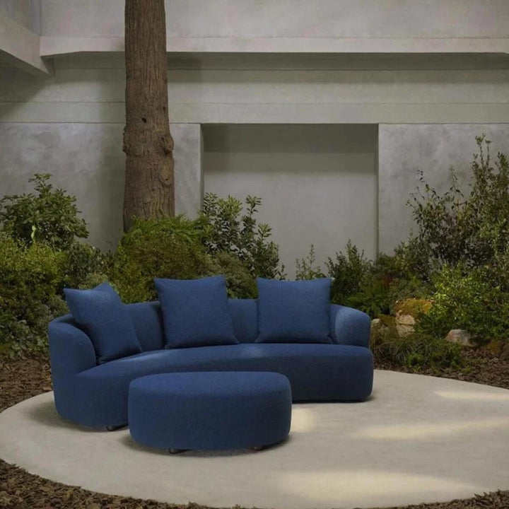 PlushPalace cotton linen sofa with plush cushions and modern elegant design, angled view