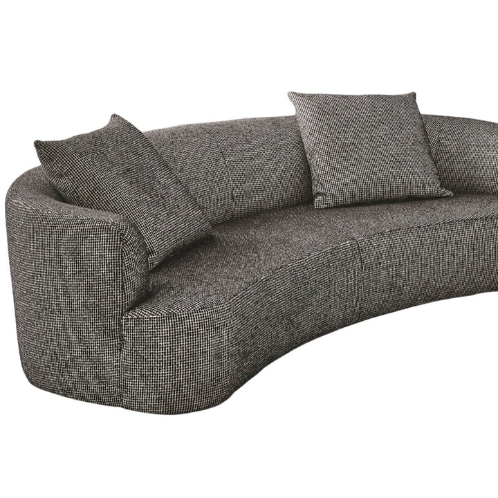 Close-up view of PlushPalace cotton linen sofa showcasing fabric texture and plush cushions