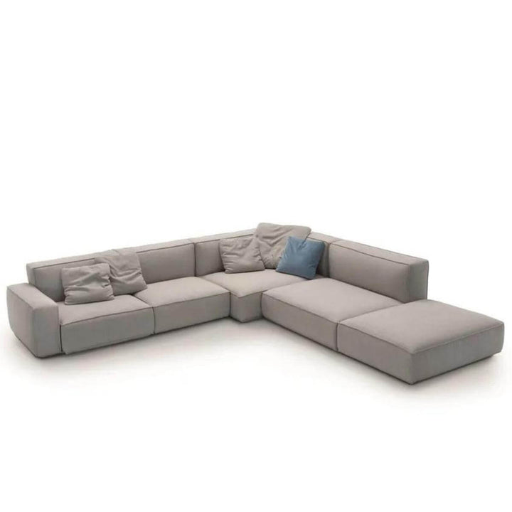 Modern cotton linen PlushParadise sofa featuring plush cushions and clean lines