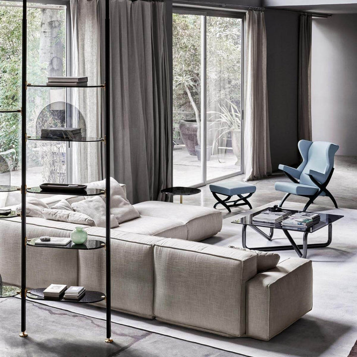 Back-side view of PlushParadise cotton linen sofa showcasing soft upholstery and sleek design