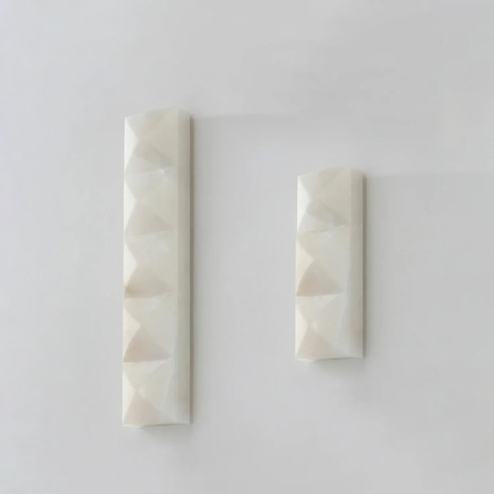 Prism alabaster wall sconce two sizes front angle view, modern decorative wall lighting