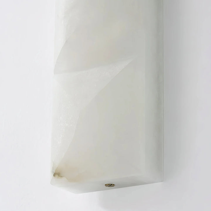 Prism alabaster wall sconce marble detail view, modern decorative wall light with luxury finish