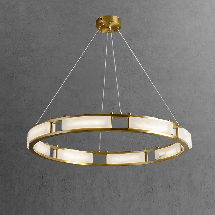 Qatar luxury alabaster chandelier front view showcasing elegant crystals and contemporary design